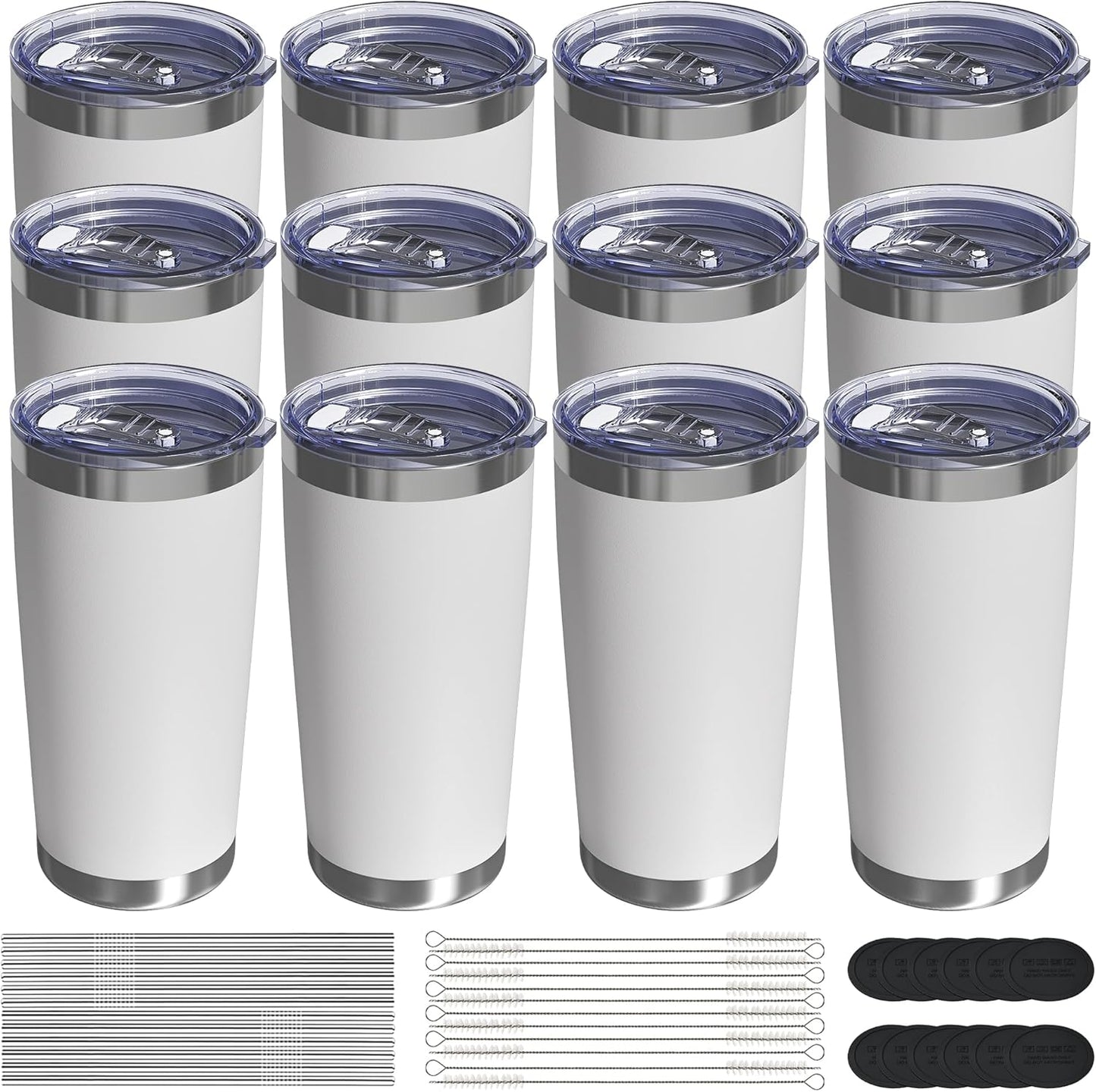 20oz Travel Coffee Tumbler, Insulated Travel Mug, Yellow | Includes 2 Lids & Straw, Stainless Steel, Vacuum Insulated, Fits Car Cup Holders, Hot & Cold Drinks, Reusable Cup
