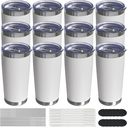 20oz Travel Coffee Tumbler, Insulated Travel Mug, Yellow | Includes 2 Lids & Straw, Stainless Steel, Vacuum Insulated, Fits Car Cup Holders, Hot & Cold Drinks, Reusable Cup