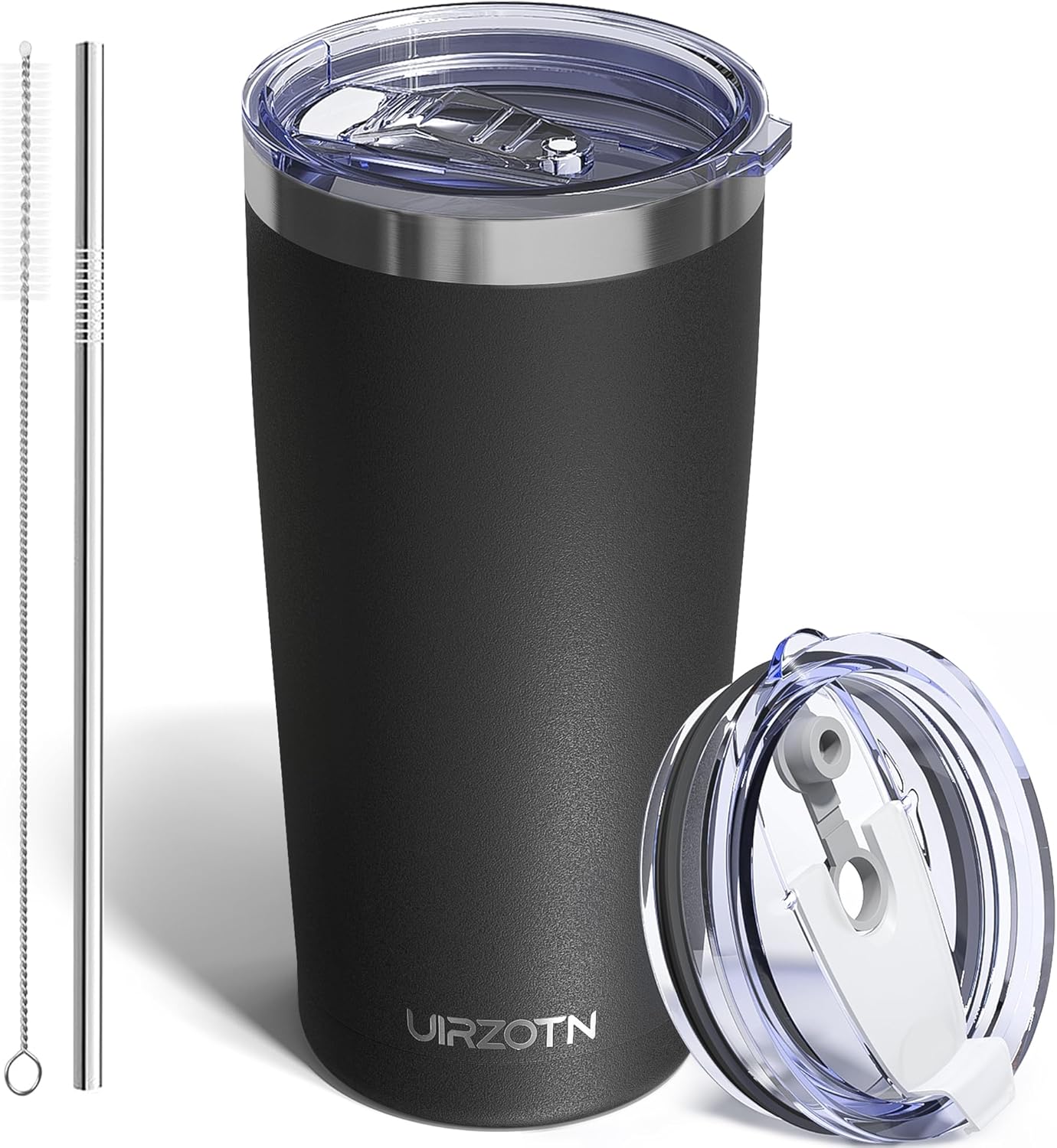 20oz Travel Coffee Tumbler, Insulated Travel Mug, Yellow | Includes 2 Lids & Straw, Stainless Steel, Vacuum Insulated, Fits Car Cup Holders, Hot & Cold Drinks, Reusable Cup