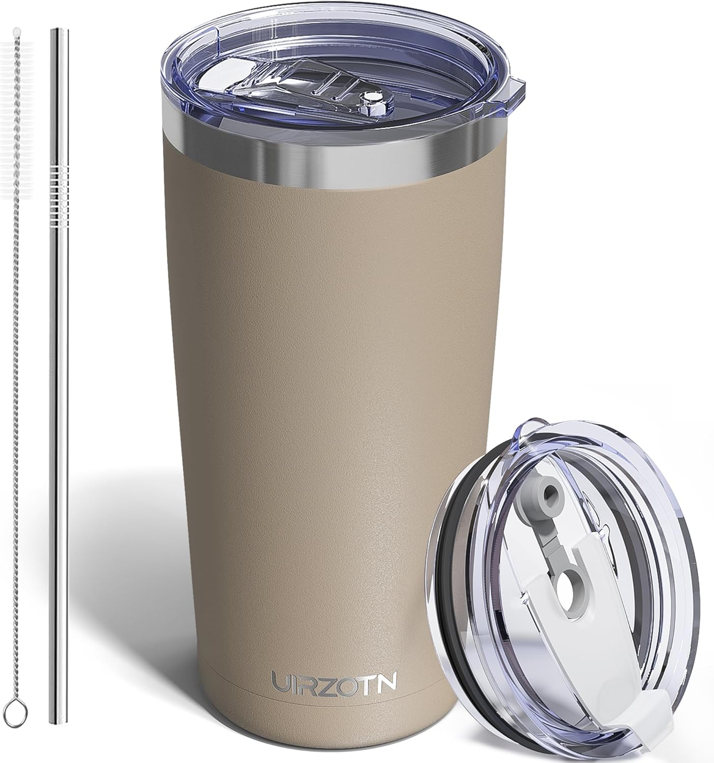 20oz Travel Coffee Tumbler, Insulated Travel Mug, Yellow | Includes 2 Lids & Straw, Stainless Steel, Vacuum Insulated, Fits Car Cup Holders, Hot & Cold Drinks, Reusable Cup