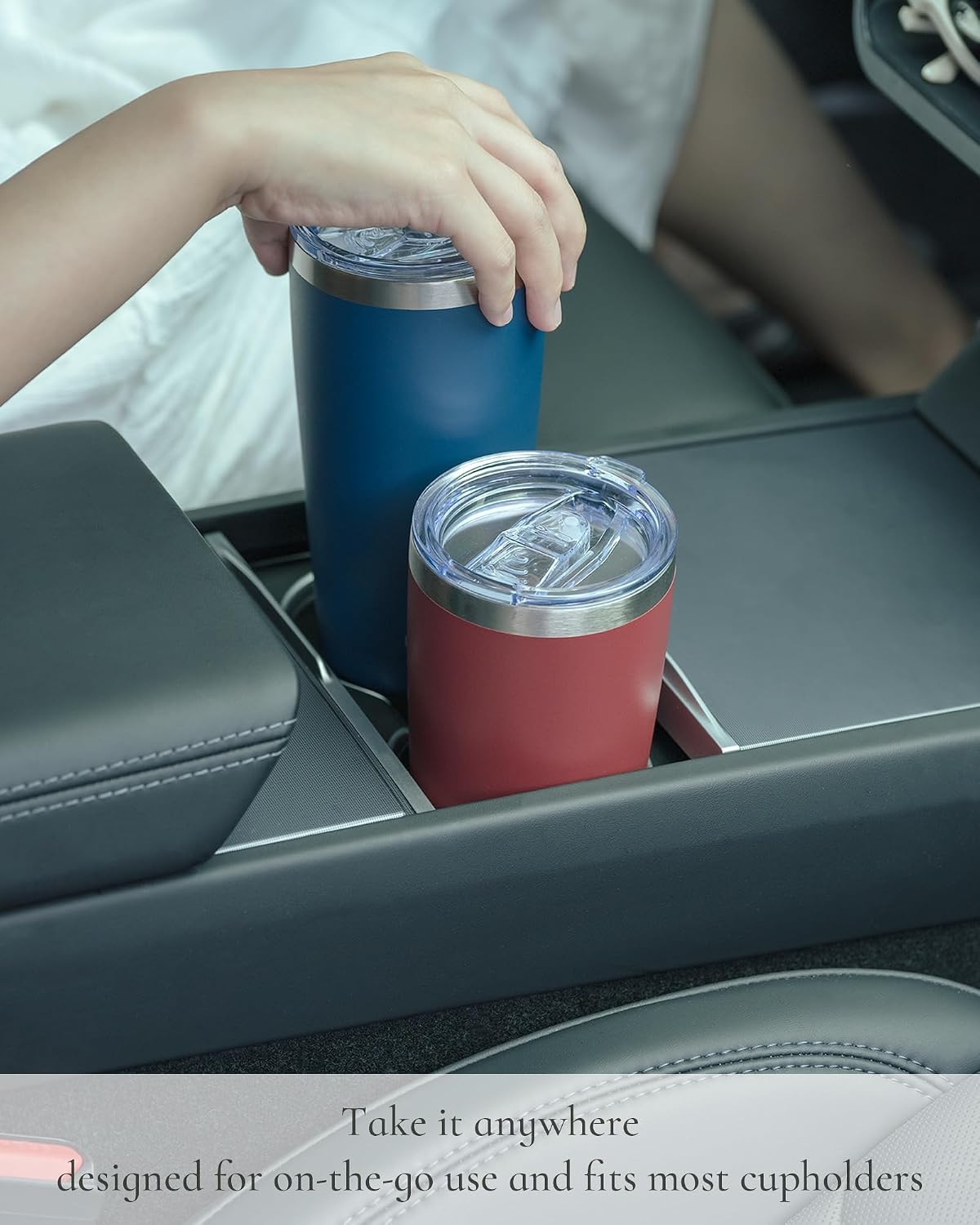 20oz Travel Coffee Tumbler, Insulated Travel Mug, Yellow | Includes 2 Lids & Straw, Stainless Steel, Vacuum Insulated, Fits Car Cup Holders, Hot & Cold Drinks, Reusable Cup