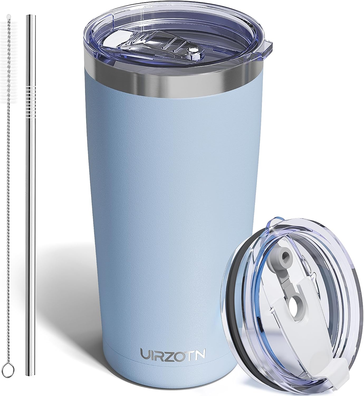 20oz Travel Coffee Tumbler, Insulated Travel Mug, Yellow | Includes 2 Lids & Straw, Stainless Steel, Vacuum Insulated, Fits Car Cup Holders, Hot & Cold Drinks, Reusable Cup
