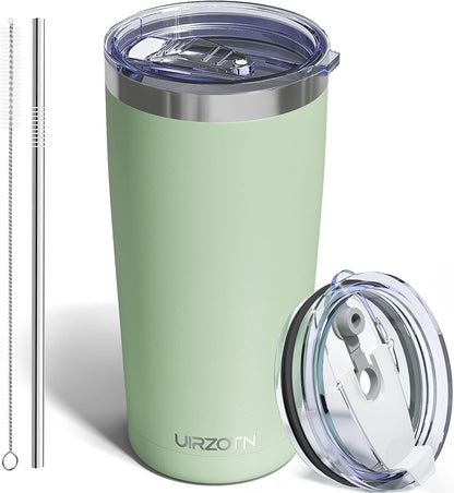 20oz Travel Coffee Tumbler, Insulated Travel Mug, Yellow | Includes 2 Lids & Straw, Stainless Steel, Vacuum Insulated, Fits Car Cup Holders, Hot & Cold Drinks, Reusable Cup