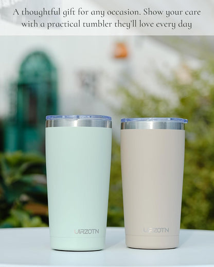 20oz Travel Coffee Tumbler, Insulated Travel Mug, Yellow | Includes 2 Lids & Straw, Stainless Steel, Vacuum Insulated, Fits Car Cup Holders, Hot & Cold Drinks, Reusable Cup