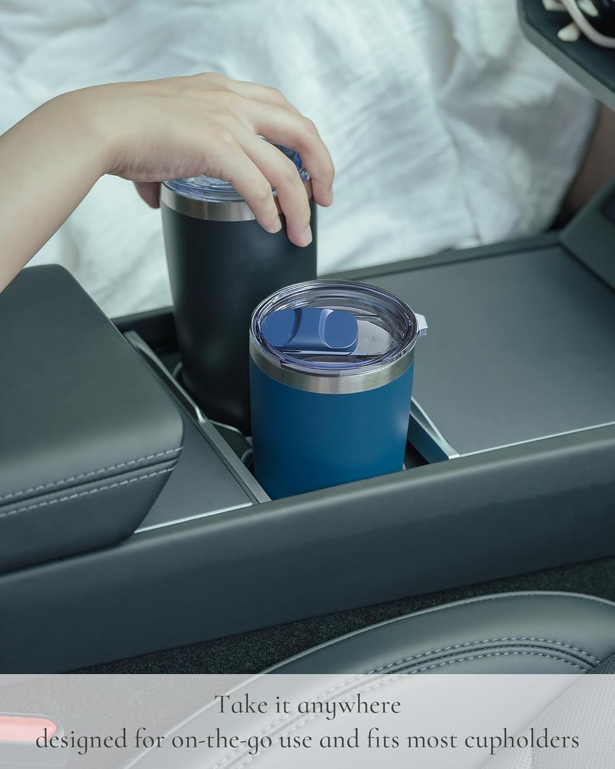 20oz Travel Coffee Tumbler, Insulated Travel Mug, Yellow | Includes 2 Lids & Straw, Stainless Steel, Vacuum Insulated, Fits Car Cup Holders, Hot & Cold Drinks, Reusable Cup