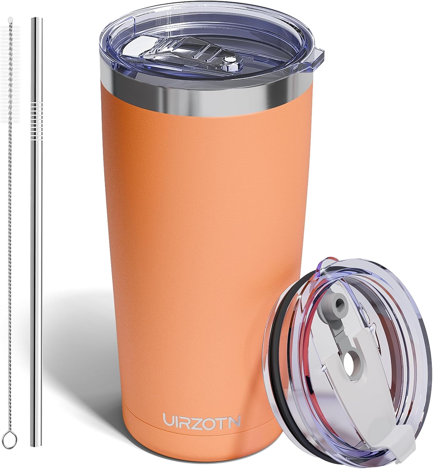 20oz Travel Coffee Tumbler, Insulated Travel Mug, Yellow | Includes 2 Lids & Straw, Stainless Steel, Vacuum Insulated, Fits Car Cup Holders, Hot & Cold Drinks, Reusable Cup