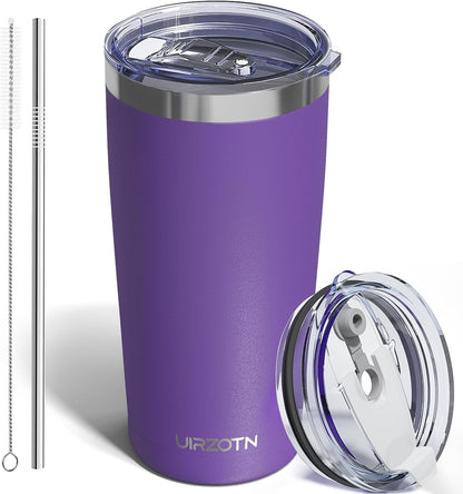 20oz Travel Coffee Tumbler, Insulated Travel Mug, Yellow | Includes 2 Lids & Straw, Stainless Steel, Vacuum Insulated, Fits Car Cup Holders, Hot & Cold Drinks, Reusable Cup