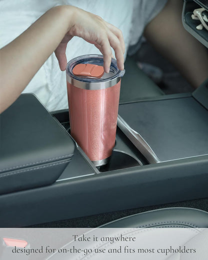 20oz Travel Coffee Tumbler, Insulated Travel Mug, Yellow | Includes 2 Lids & Straw, Stainless Steel, Vacuum Insulated, Fits Car Cup Holders, Hot & Cold Drinks, Reusable Cup
