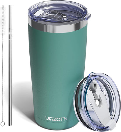 20oz Travel Coffee Tumbler, Insulated Travel Mug, Yellow | Includes 2 Lids & Straw, Stainless Steel, Vacuum Insulated, Fits Car Cup Holders, Hot & Cold Drinks, Reusable Cup