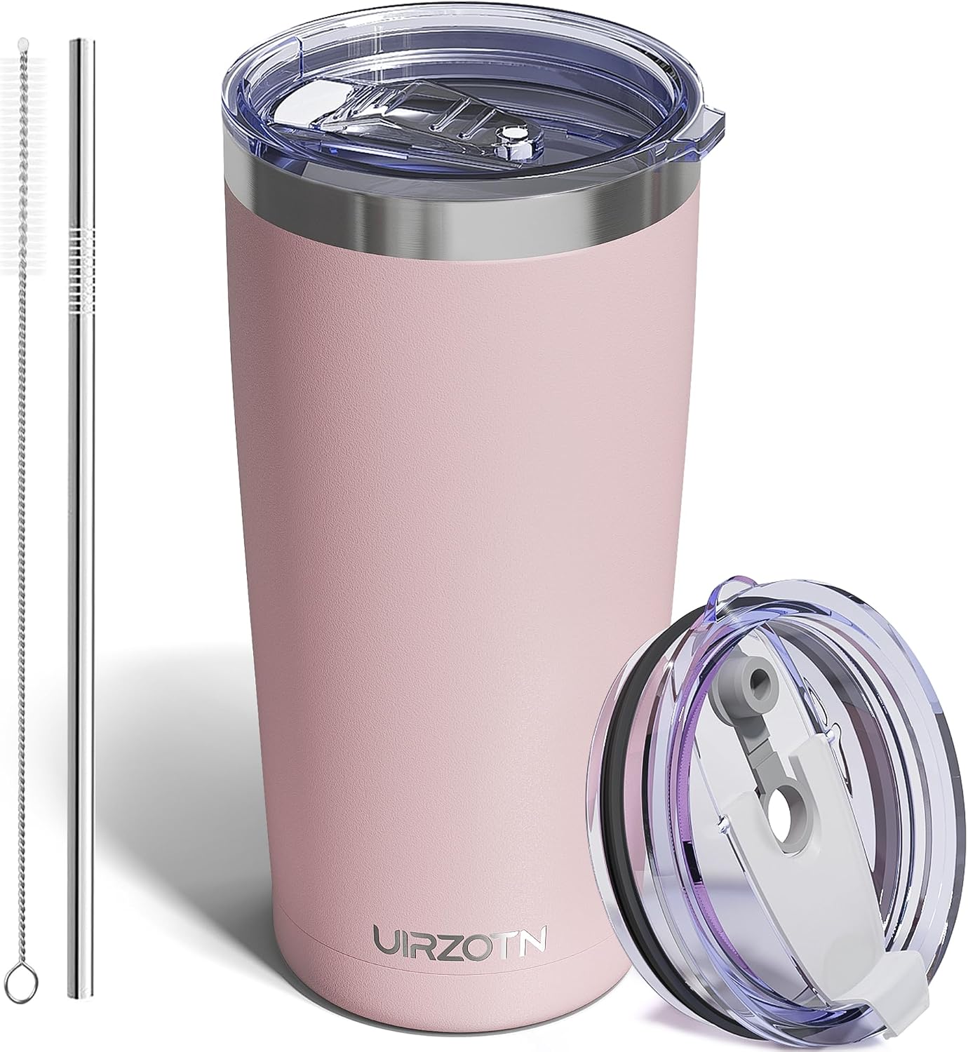 20oz Travel Coffee Tumbler, Insulated Travel Mug, Yellow | Includes 2 Lids & Straw, Stainless Steel, Vacuum Insulated, Fits Car Cup Holders, Hot & Cold Drinks, Reusable Cup