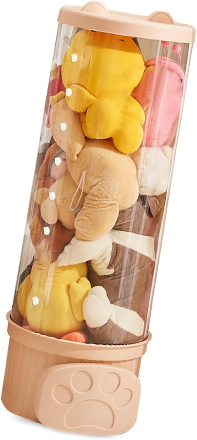 Open Storage Bins Storage Boxes Box with Lid for Stuffed Animals Clothes Books Kids Room Clear Transparent Large Size Plush Toy Bucket Doll Toy Organizer Household (M)