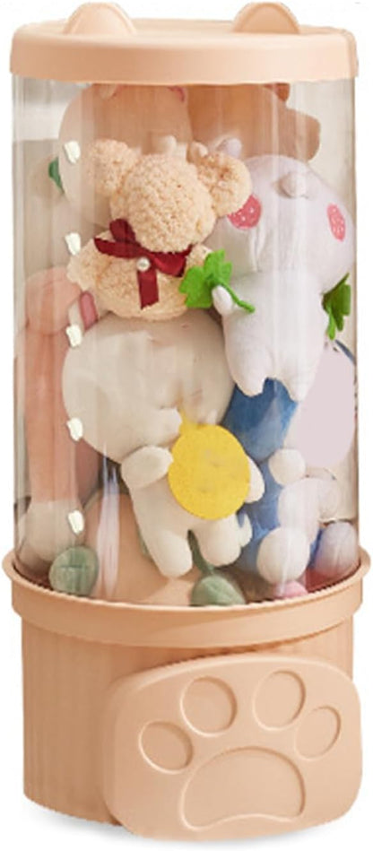 Open Storage Bins Storage Boxes Box with Lid for Stuffed Animals Clothes Books Kids Room Clear Transparent Large Size Plush Toy Bucket Doll Toy Organizer Household (M)