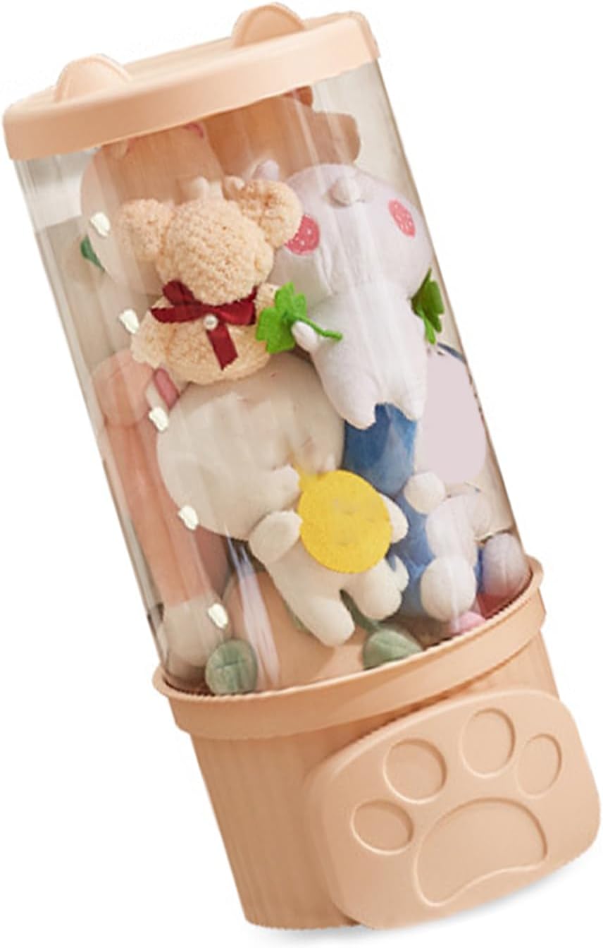 Open Storage Bins Storage Boxes Box with Lid for Stuffed Animals Clothes Books Kids Room Clear Transparent Large Size Plush Toy Bucket Doll Toy Organizer Household (M)