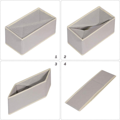 12 Pack Foldable Drawer Organizer Dividers Cloth Storage Box Closet Dresser Organizer Cube Fabric Containers Basket Bins for Underwear Bras Socks Panties Lingeries Nursery Baby Clothes Beige NN246