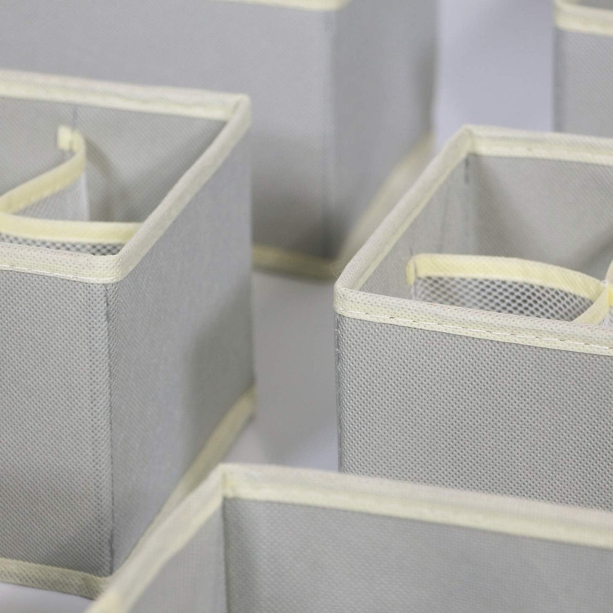 12 Pack Foldable Drawer Organizer Dividers Cloth Storage Box Closet Dresser Organizer Cube Fabric Containers Basket Bins for Underwear Bras Socks Panties Lingeries Nursery Baby Clothes Beige NN246