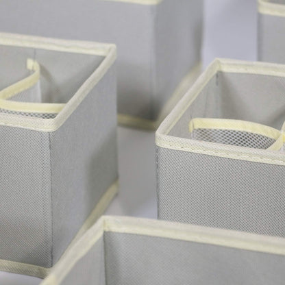 12 Pack Foldable Drawer Organizer Dividers Cloth Storage Box Closet Dresser Organizer Cube Fabric Containers Basket Bins for Underwear Bras Socks Panties Lingeries Nursery Baby Clothes Beige NN246