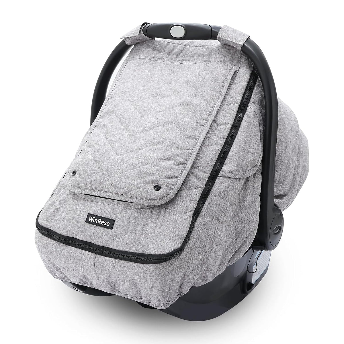 Baby Car Seat Cover - 3-Layer Thick Fabric, Waterproof, Breathable Mesh Window - Windproof & Snow Blocking, Keep Baby Warm in Winter - Universal Fit for Infant Car Seat and Carrier