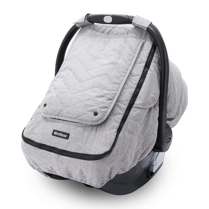 Baby Car Seat Cover - 3-Layer Thick Fabric, Waterproof, Breathable Mesh Window - Windproof & Snow Blocking, Keep Baby Warm in Winter - Universal Fit for Infant Car Seat and Carrier