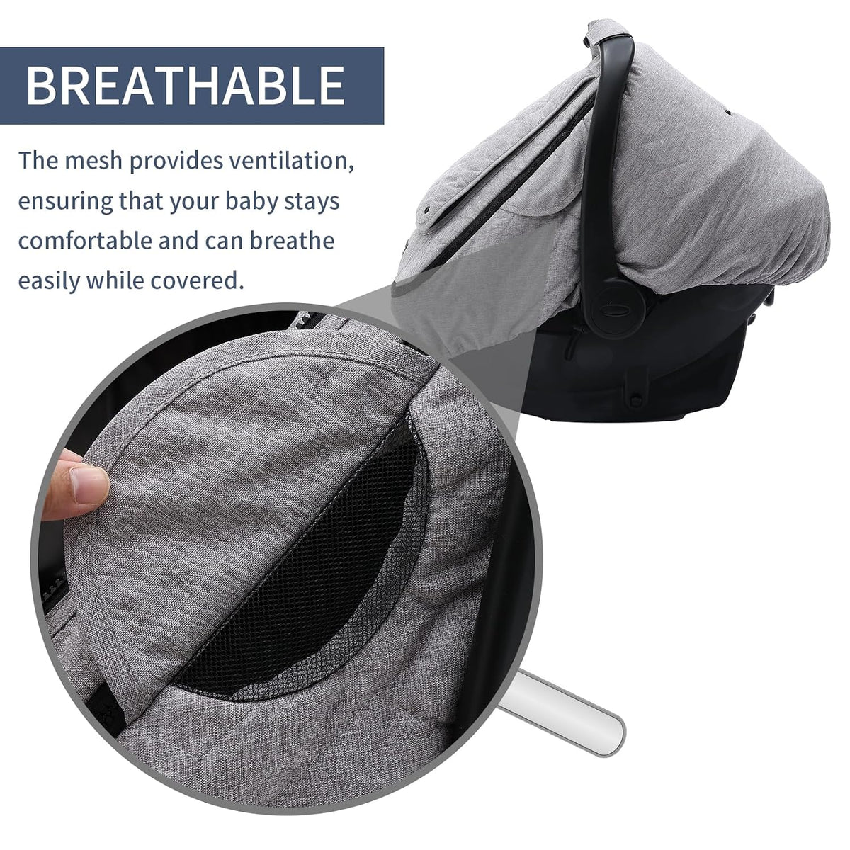 Baby Car Seat Cover - 3-Layer Thick Fabric, Waterproof, Breathable Mesh Window - Windproof & Snow Blocking, Keep Baby Warm in Winter - Universal Fit for Infant Car Seat and Carrier
