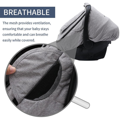 Baby Car Seat Cover - 3-Layer Thick Fabric, Waterproof, Breathable Mesh Window - Windproof & Snow Blocking, Keep Baby Warm in Winter - Universal Fit for Infant Car Seat and Carrier