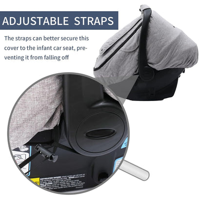 Baby Car Seat Cover - 3-Layer Thick Fabric, Waterproof, Breathable Mesh Window - Windproof & Snow Blocking, Keep Baby Warm in Winter - Universal Fit for Infant Car Seat and Carrier