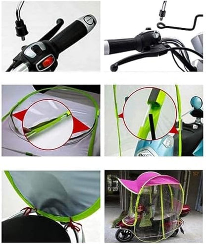Universal Mobility Scooter Canopy Waterproof Foldable Rain Cover with Reflective Strip Sun Shade for Outdoor Travel All Weather Protection Easy Storage