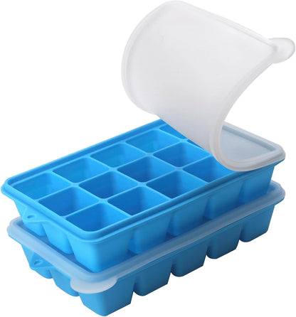 2 Tbsp Silicone Freezer Molds - Perfect for Storing Garlic, Ginger, Herbs,Pesto, Tomato Paste, Lemon Juice,Vegetable Purees,Purees and More - Silicone Food Freezer Tray (Blue)
