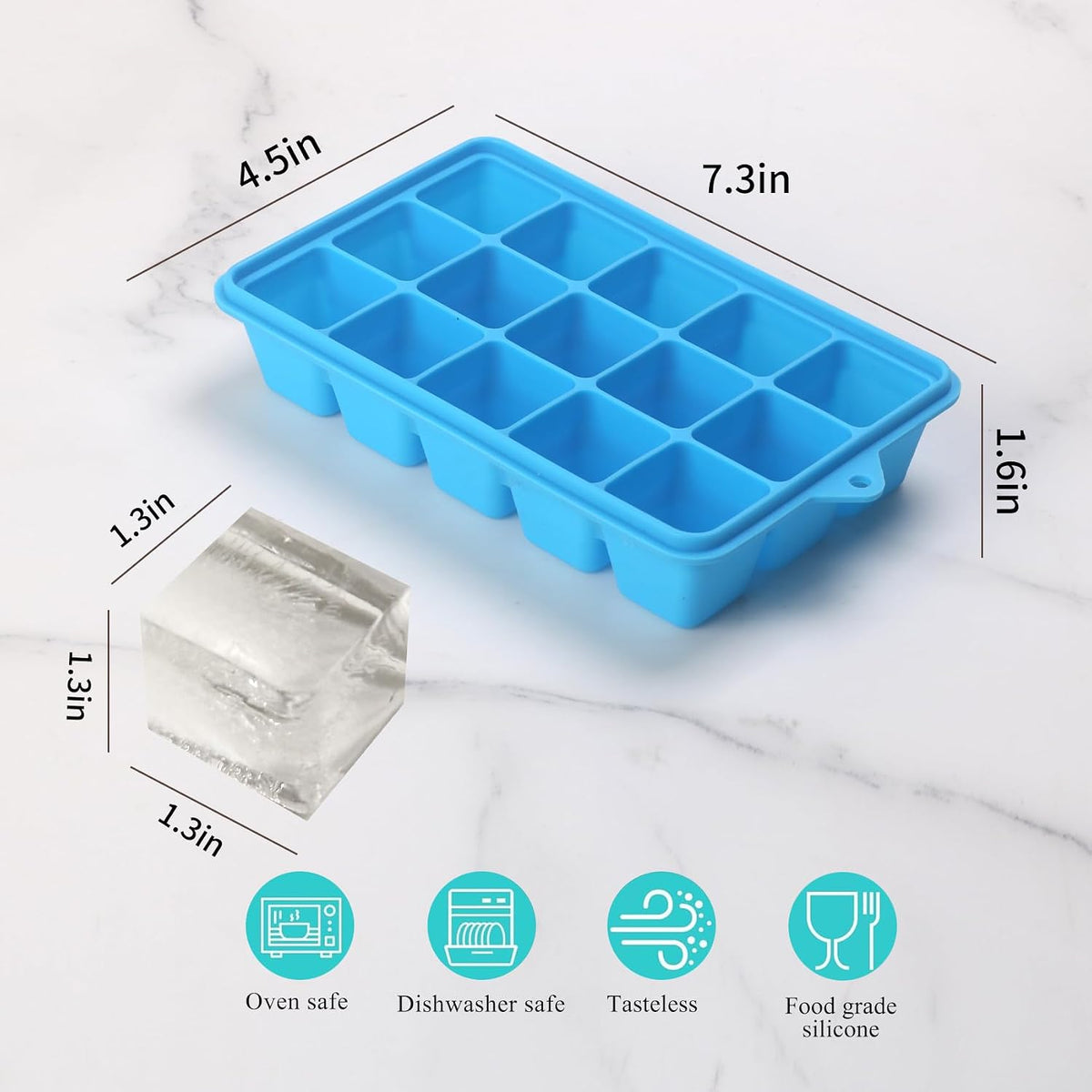 2 Tbsp Silicone Freezer Molds - Perfect for Storing Garlic, Ginger, Herbs,Pesto, Tomato Paste, Lemon Juice,Vegetable Purees,Purees and More - Silicone Food Freezer Tray (Blue)