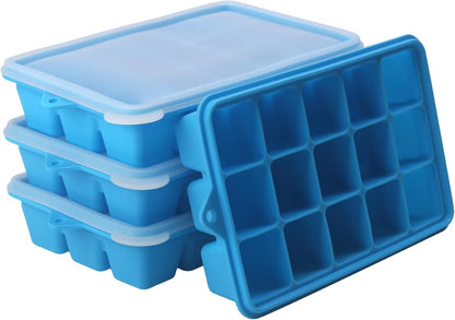 2 Tbsp Silicone Freezer Molds - Perfect for Storing Garlic, Ginger, Herbs,Pesto, Tomato Paste, Lemon Juice,Vegetable Purees,Purees and More - Silicone Food Freezer Tray (Blue)
