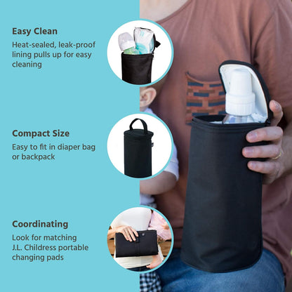 J.L. Childress Baby Bottle Bag, Breastmilk Cooler, Fits 1-2 Bottles, Black