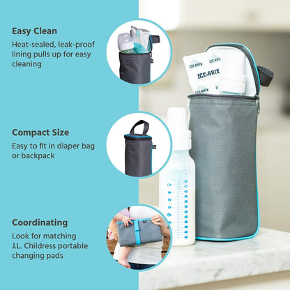 J.L. Childress Baby Bottle Bag, Breastmilk Cooler, Fits 1-2 Bottles, Black