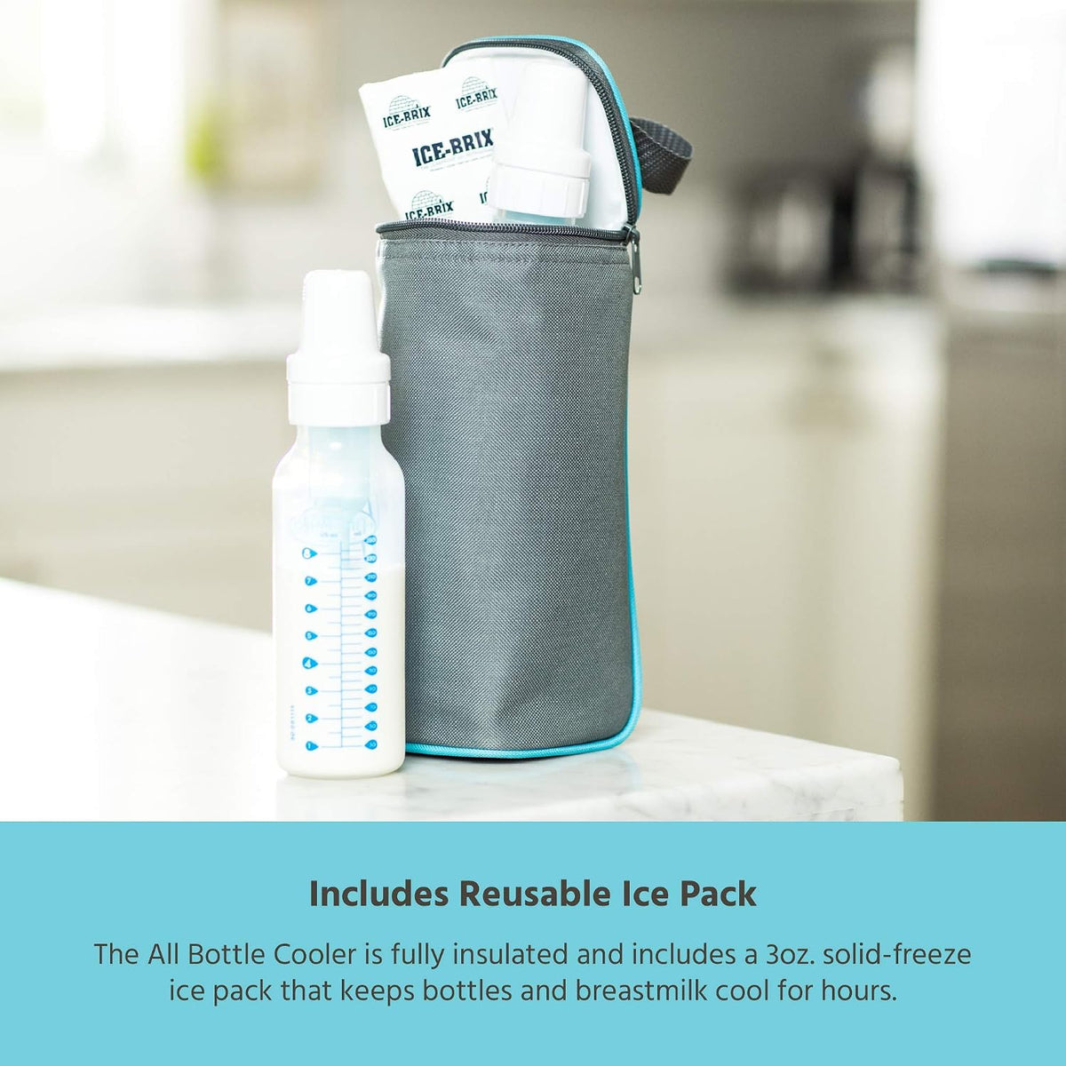 J.L. Childress Baby Bottle Bag, Breastmilk Cooler, Fits 1-2 Bottles, Black