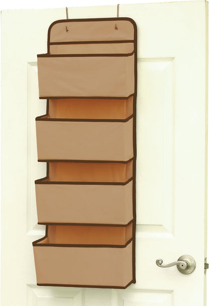 4 Pocket Over the Door Wall Mount Hanging Organizer, Beige