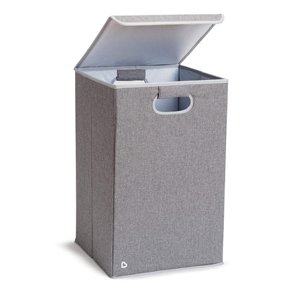 Laundry Hamper for Baby and Kids, Collapsible Nursery Organizer with Lid, Grey