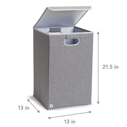 Laundry Hamper for Baby and Kids, Collapsible Nursery Organizer with Lid, Grey