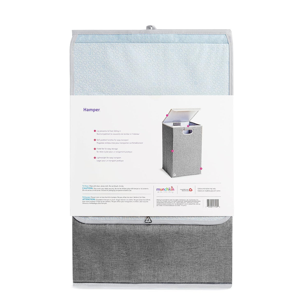 Laundry Hamper for Baby and Kids, Collapsible Nursery Organizer with Lid, Grey