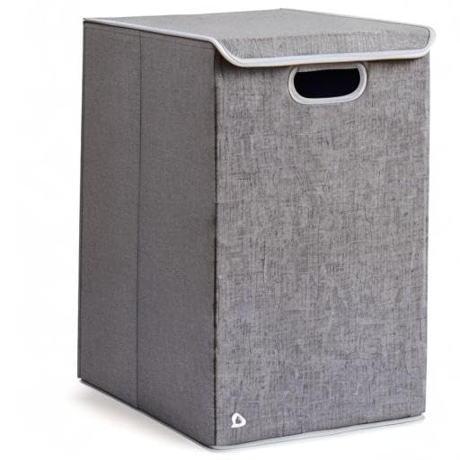 Laundry Hamper for Baby and Kids, Collapsible Nursery Organizer with Lid, Grey