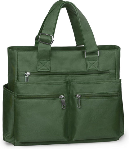 Canvas Tote Bag Waterproof Nylon Multi Pocket Shoulder Bags Laptop Work Bag Teacher Purse Handbag for Women Men