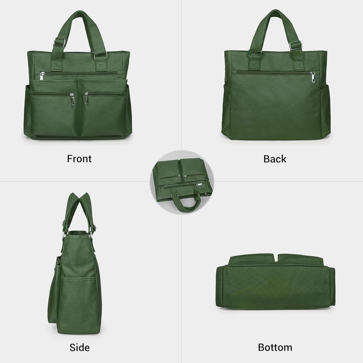Canvas Tote Bag Waterproof Nylon Multi Pocket Shoulder Bags Laptop Work Bag Teacher Purse Handbag for Women Men