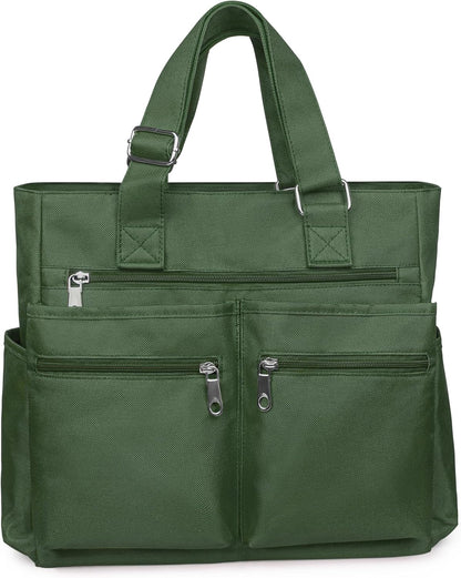 Canvas Tote Bag Waterproof Nylon Multi Pocket Shoulder Bags Laptop Work Bag Teacher Purse Handbag for Women Men