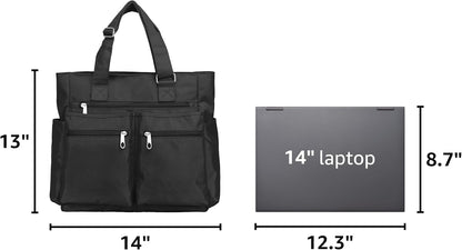 Canvas Tote Bag Waterproof Nylon Multi Pocket Shoulder Bags Laptop Work Bag Teacher Purse Handbag for Women Men