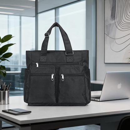 Canvas Tote Bag Waterproof Nylon Multi Pocket Shoulder Bags Laptop Work Bag Teacher Purse Handbag for Women Men