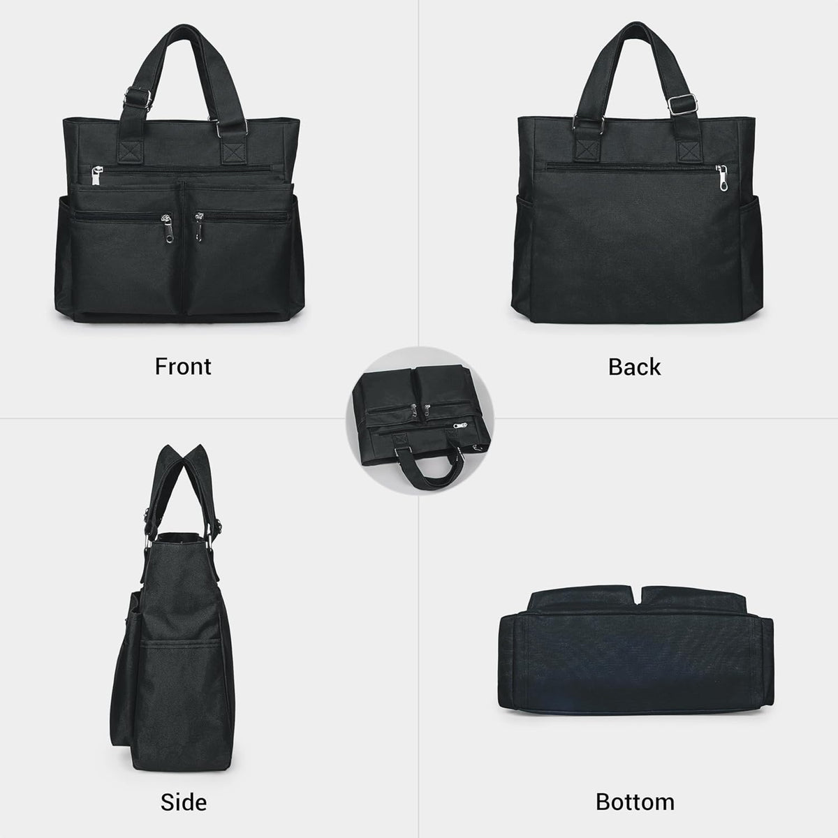 Canvas Tote Bag Waterproof Nylon Multi Pocket Shoulder Bags Laptop Work Bag Teacher Purse Handbag for Women Men