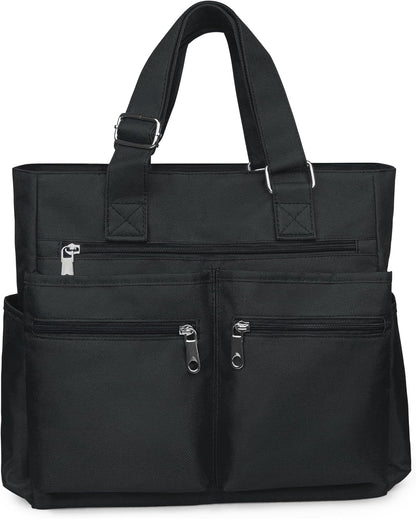 Canvas Tote Bag Waterproof Nylon Multi Pocket Shoulder Bags Laptop Work Bag Teacher Purse Handbag for Women Men