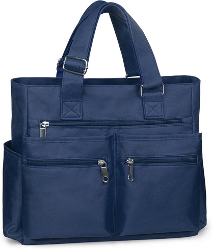 Canvas Tote Bag Waterproof Nylon Multi Pocket Shoulder Bags Laptop Work Bag Teacher Purse Handbag for Women Men