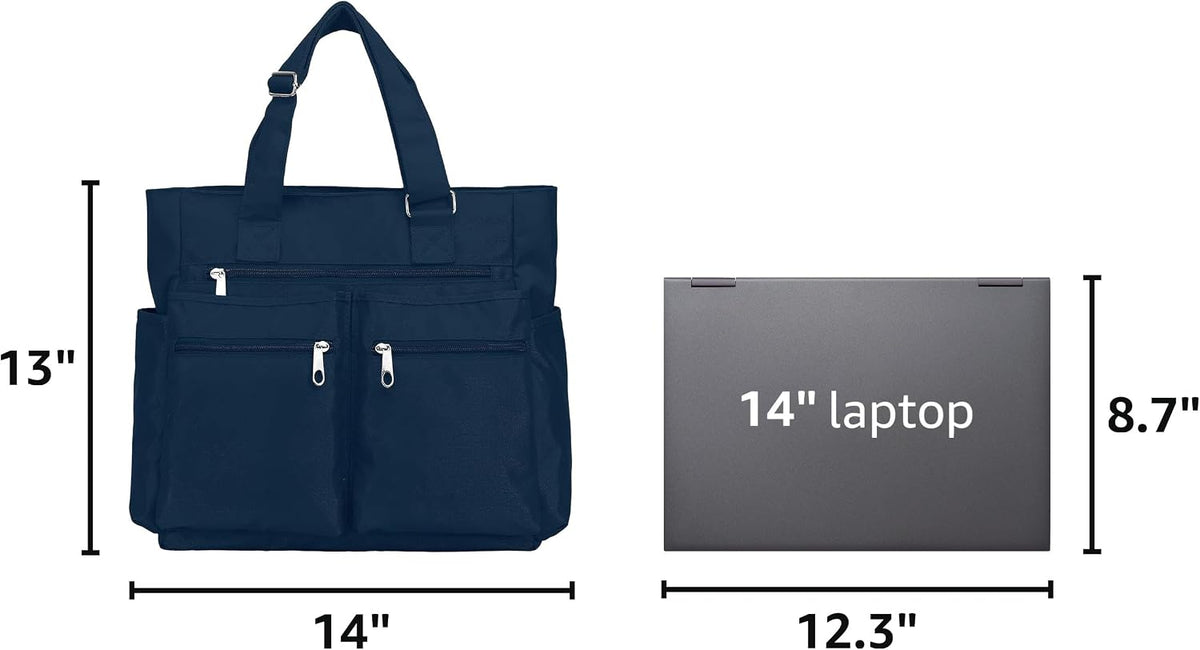 Canvas Tote Bag Waterproof Nylon Multi Pocket Shoulder Bags Laptop Work Bag Teacher Purse Handbag for Women Men