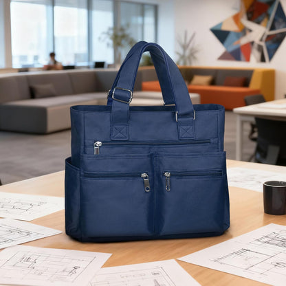 Canvas Tote Bag Waterproof Nylon Multi Pocket Shoulder Bags Laptop Work Bag Teacher Purse Handbag for Women Men