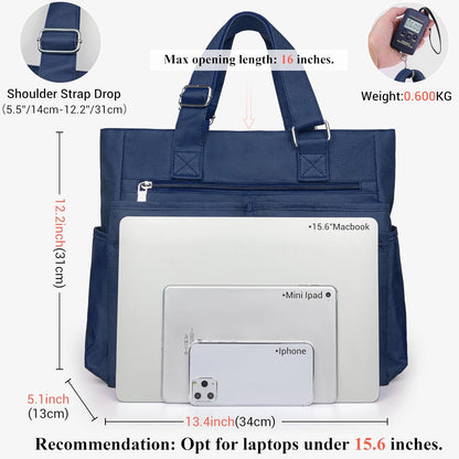Canvas Tote Bag Waterproof Nylon Multi Pocket Shoulder Bags Laptop Work Bag Teacher Purse Handbag for Women Men