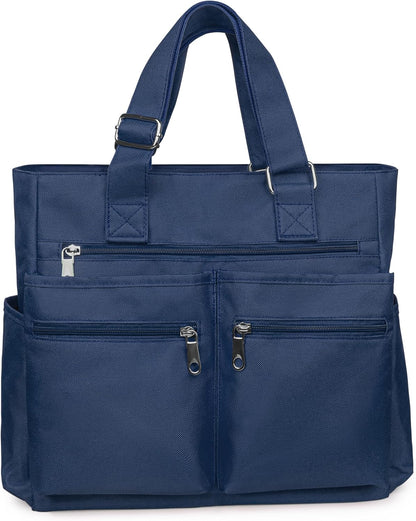 Canvas Tote Bag Waterproof Nylon Multi Pocket Shoulder Bags Laptop Work Bag Teacher Purse Handbag for Women Men