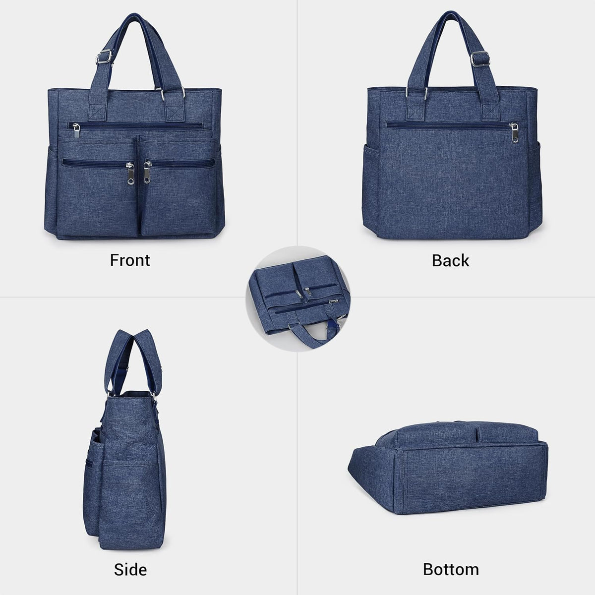 Canvas Tote Bag Waterproof Nylon Multi Pocket Shoulder Bags Laptop Work Bag Teacher Purse Handbag for Women Men